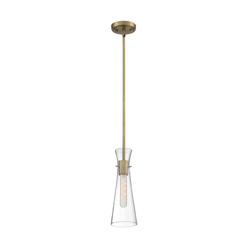Luminaire suspendu à 1 lumière Bartly, Laiton rétro