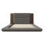 Lit plateforme tapissier de plancher avec tête de lit en bois allongée et tablette de chevet, aucun sommier nécessaire, grand, gris-124438667