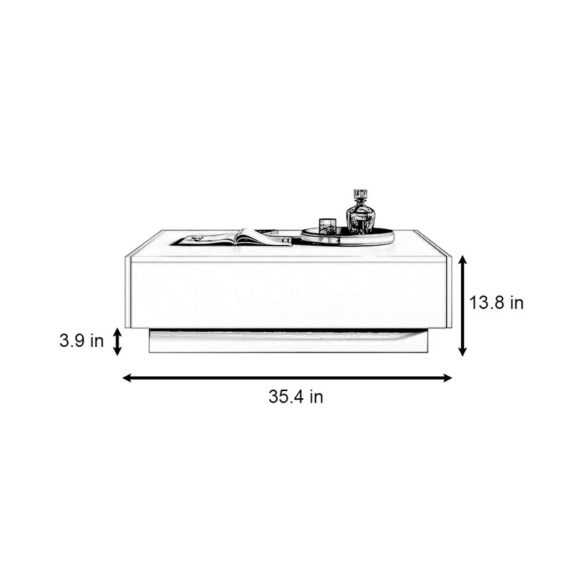 Creative minimalist square coffee table, Khaki, Khaki, 13.8" H x 35.4" L x 35.4" W