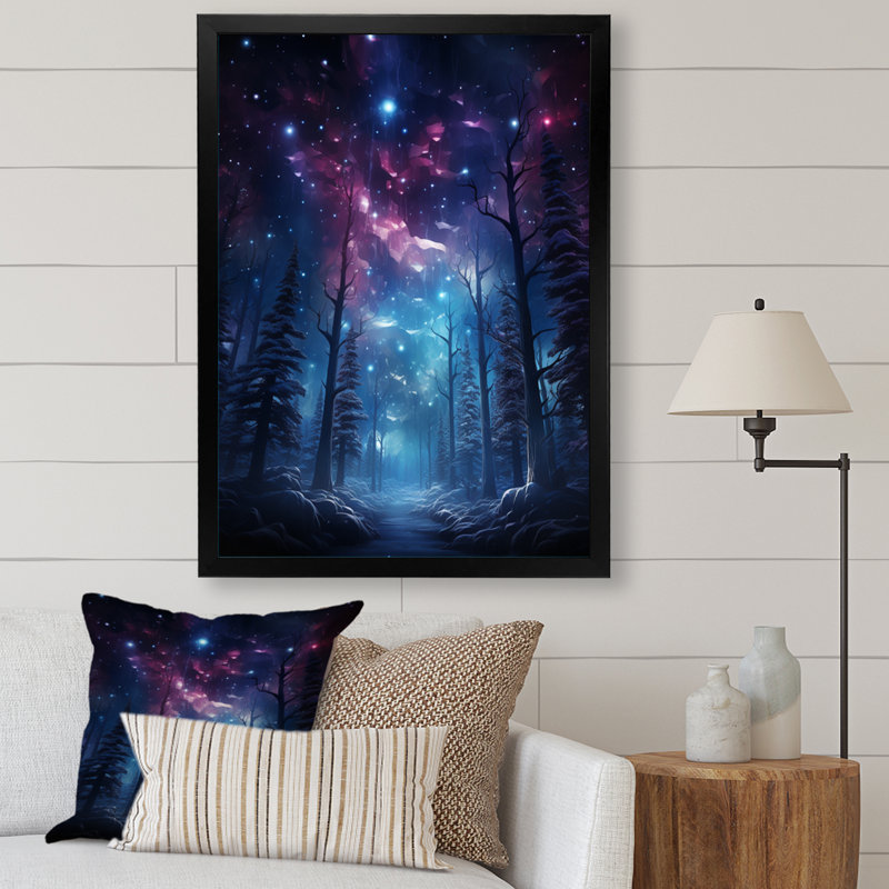Aurora Borealis Dancing Lights V - Floral Canvas Art Print, H 40 po x l 30 po x P 1,5 po, Cadre photo noir