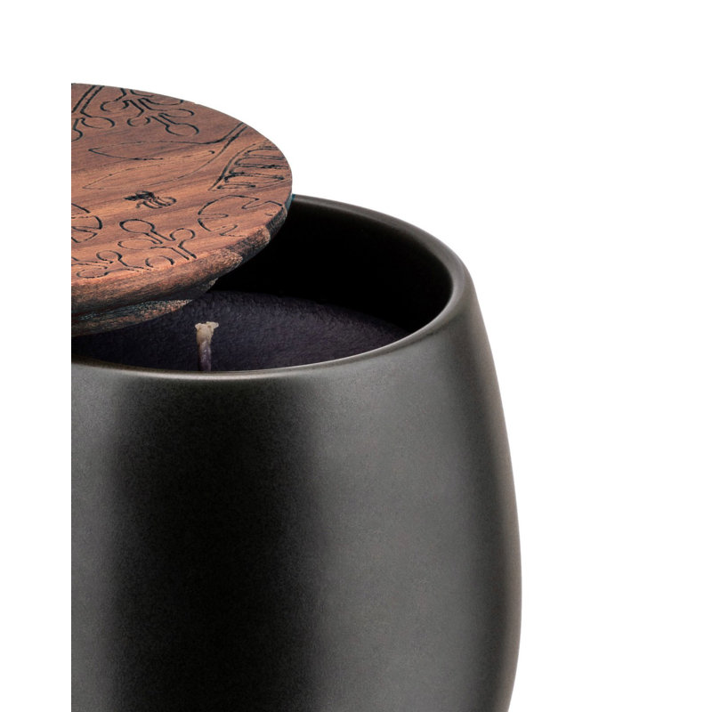 Feu Ardent 21oz Black Jar Scented Candle with Wooden Lid