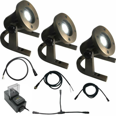 Lumière DEL blanc chaud sous-marine en laiton massif, ensemble de 3 pièces de bricolage, accessoires inclus, aucune connexion d'épissure (NSC)