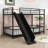 Twin Over Twin Metal Bunk Bed With Slide, Convertible Loft Design And Safety Guardrail-1687479511