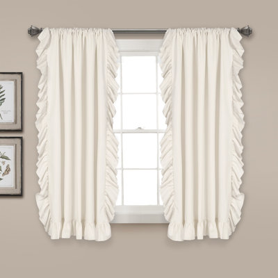 Lush Decor Reyna Ruffle Semi-Sheer Curtain Panels Pair Drapes (Set of 2)