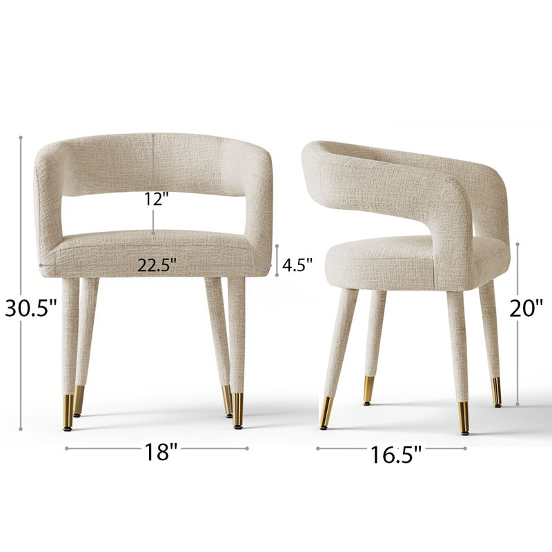 Upholstered Open-Back Dining Chairs (Set of 4), Oatmeal