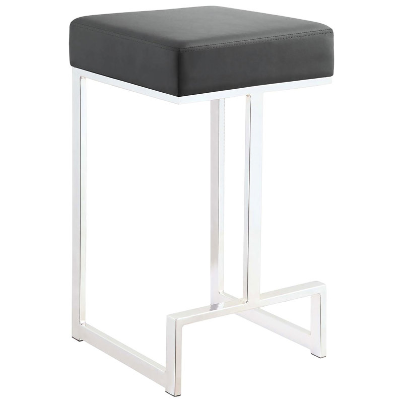 Modern Chic Grey Counter Height Stool With Padding And Legs Seat Detailing For Dining Room