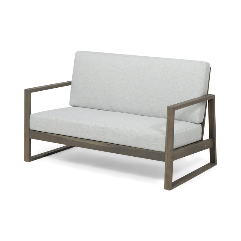 Causeuse et table basse Belge, Gray Cushion/Brown Frame