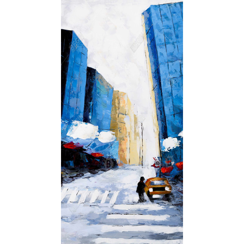 Blue buildings - 15.75"x31.50" Desk mat