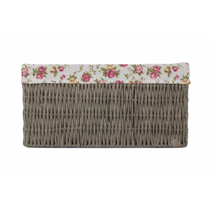 Wicker Grey Paper Rope Storage Basket with Lining, 25cm H x 47cm W x 35cm D