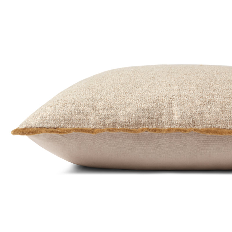 Ivory and Gold 22" Textured Linen Cotton Pillow