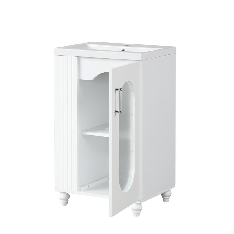 20" Bathroom Vanity with Sink, Bathroom Vanity Cabinet with Two-tier Shelf, Adjustable Shelf