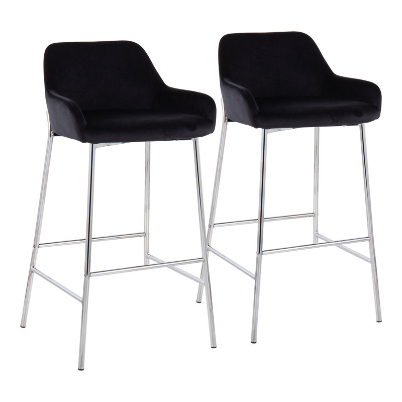 Tabouret 30 ", Tabouret de bar (siège d'une hauteur de 30 po), Chrome, Velours noir