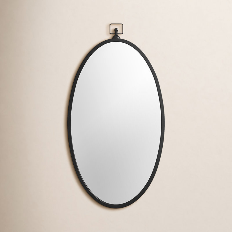 Jennings Metal Oval Mirror, Black