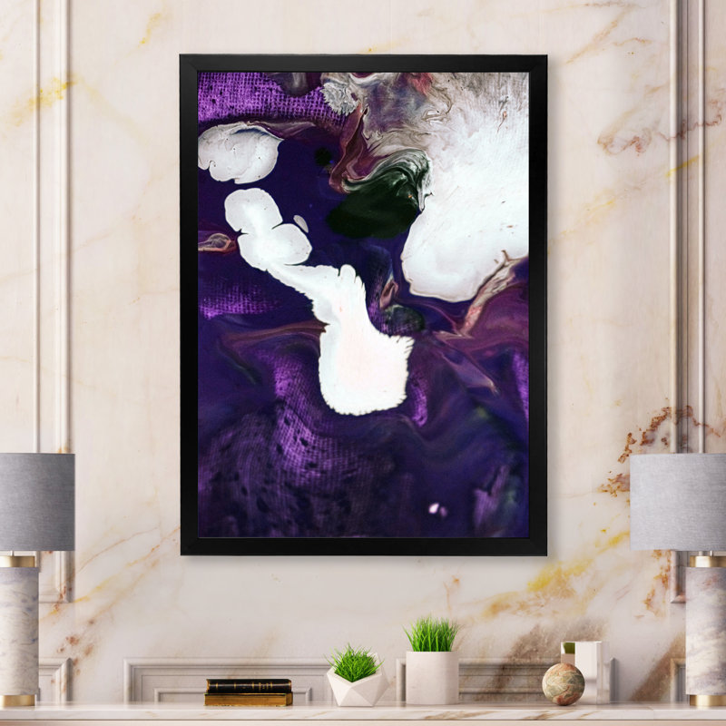 Colourful Mixed Abstract Fluid XIV - Modern Canvas Wall Decor, Black Picture Framed, 12" H x 20" W x 1" D