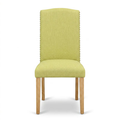 Ensemble de salle à manger rectangulaire 5 pièces en bois massif, fini chêne, tissu lin Limelight, avec table à abattants et chaises Parson rembourrées.