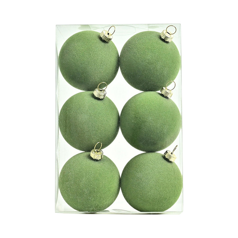 Velvet Balls Ornaments 6pcs 2.36-Inch For Christmas Tree Baby Shower Girls First Christmas Decorations Birthday Party, B