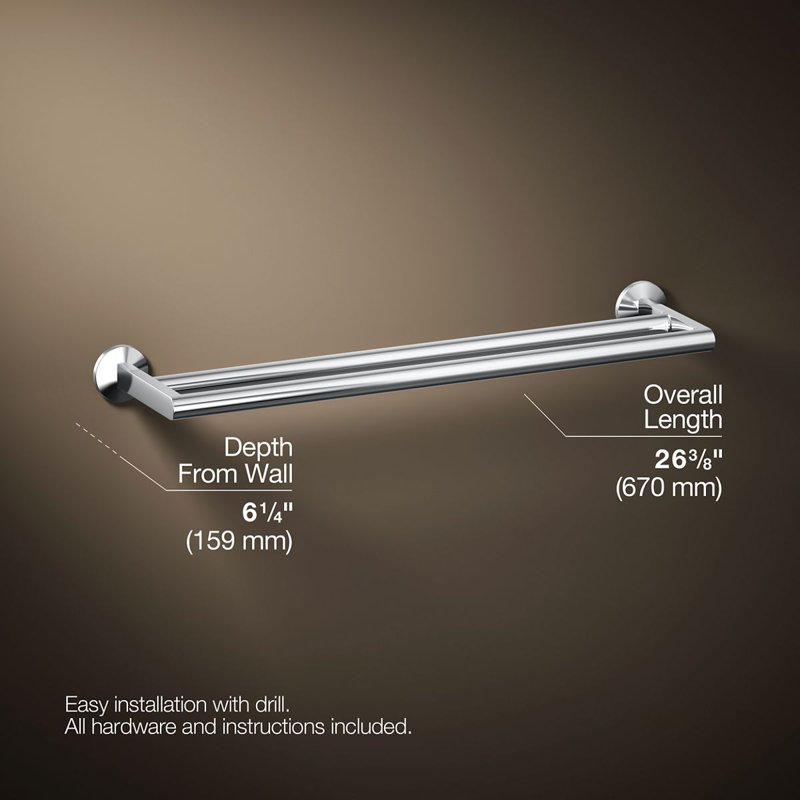 Components™ Double Towel Bar, Polished Chrome