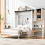Espace avec lit double, bureau et rangement - Conception pliable, coussins moelleux, rangement spacieux, blanc multifonctionnel pour des espaces de vie compacts, blanc, durabilité à long terme