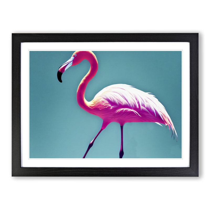 Resplendent Flamingo - Single Picture Frame Painting, Black Framed, 34cm H x 46cm W x 2cm D