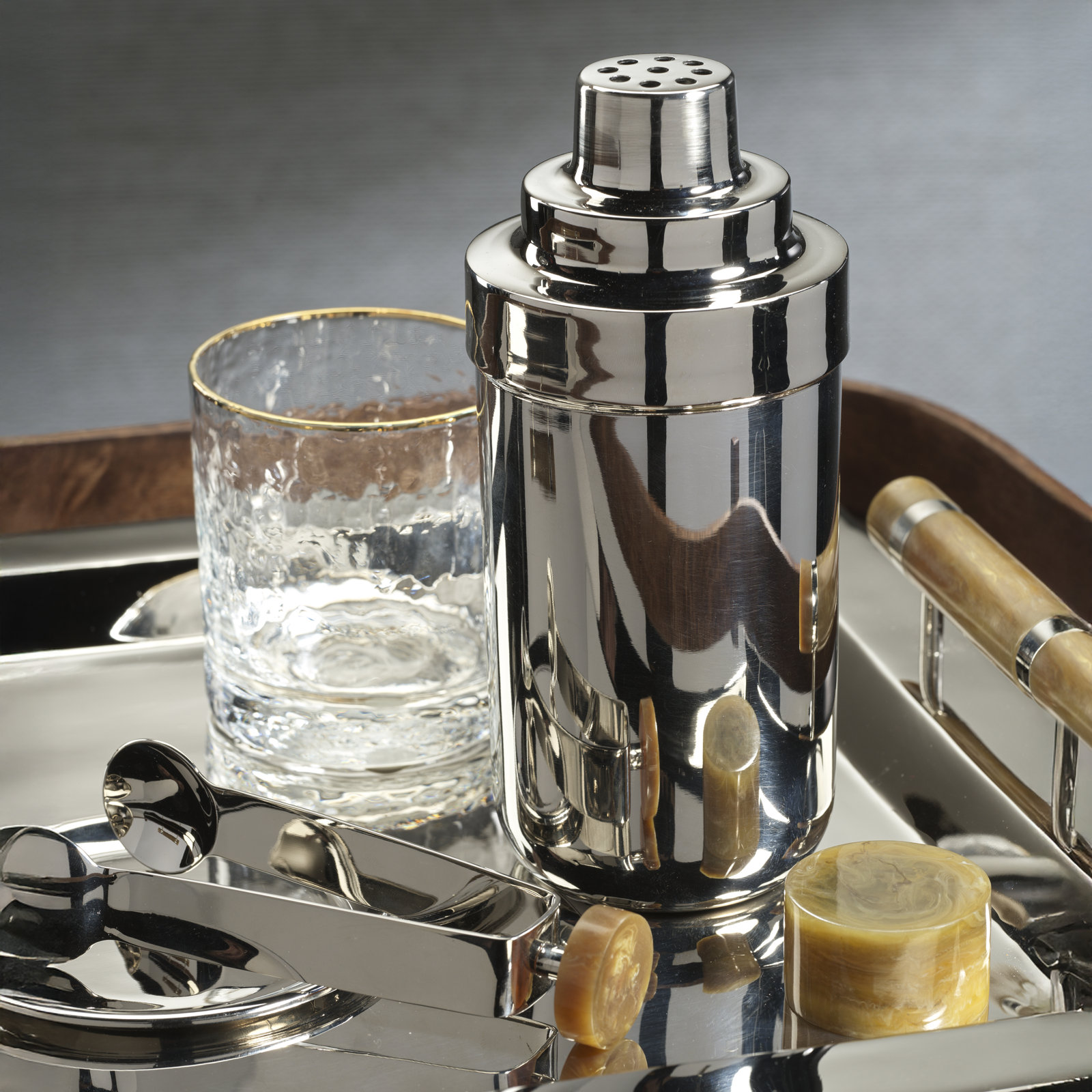 Envee Stainless Steel Cocktail Shaker, Nickel/Amber