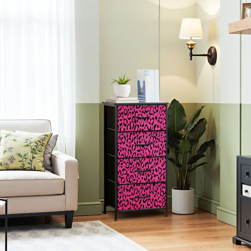 4 Drawer Dresser for Bedroom, Narrow Chest of Drawers, Wooden Top and Study Iron Frame 18"x37.5"-(WxH)