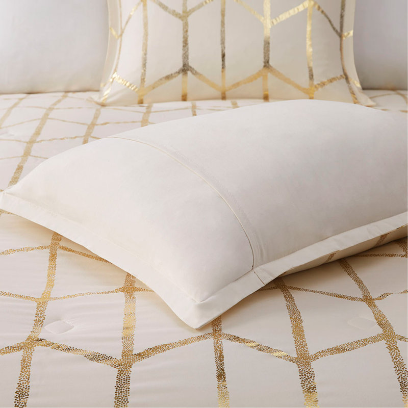 Comforter Set Full Size, Metallic Printed With Hypoallergenic Filling & Antimicrobial Treatment For Freshness