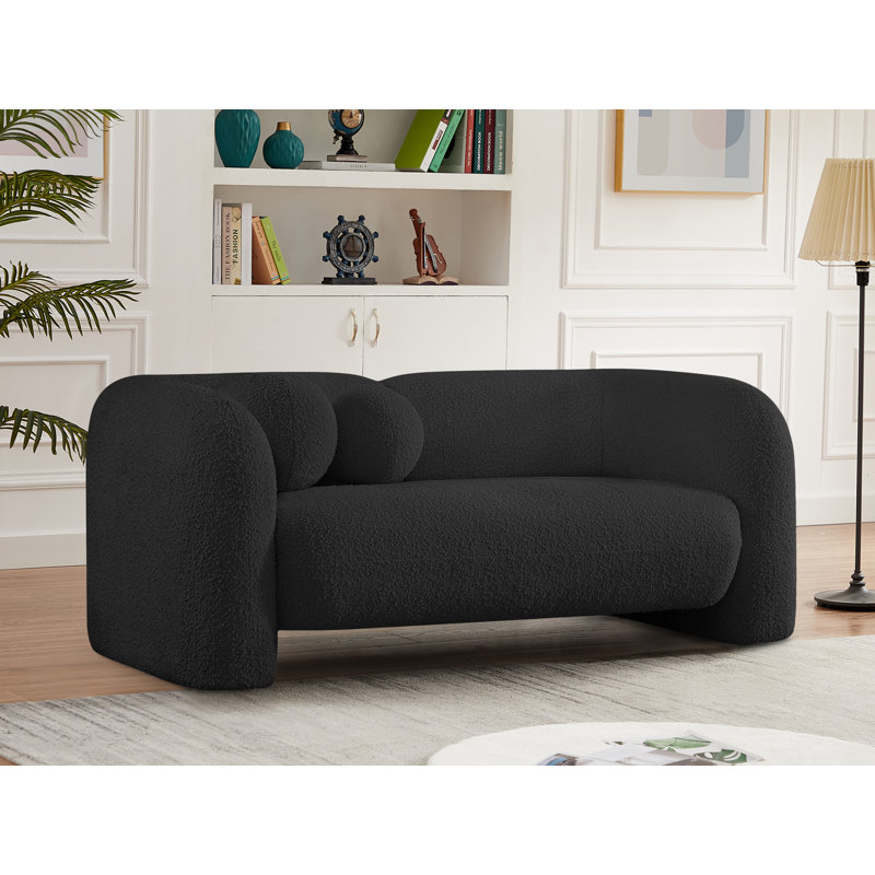 Emory 66" Loveseat, Green Boucle Fabric