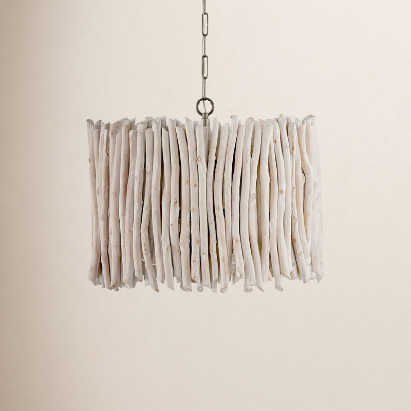 Abrahamsville Dysen 4 - Light Unique Drum Pendant with Wood Accents