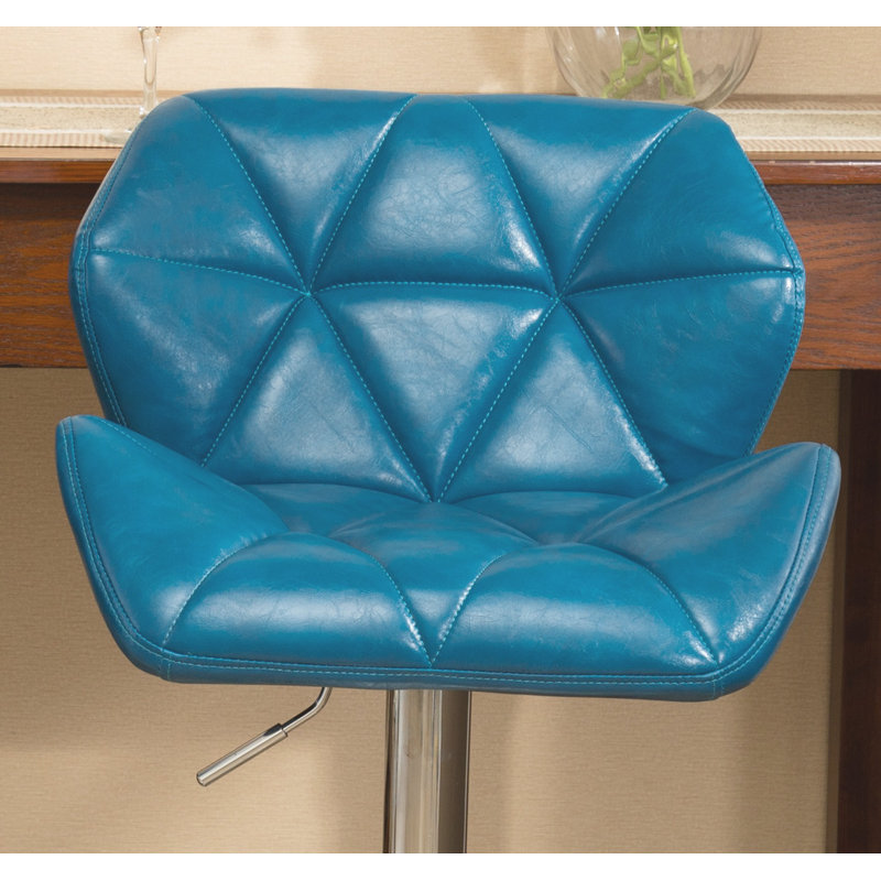 Diljana Swivel Upholstered Counter Stool with Metal Frame, Blue