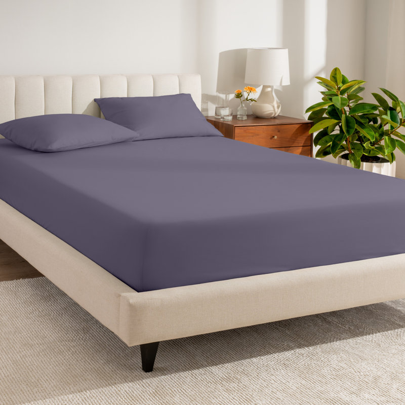 Drap-housse en percale de coton biologique à densité de tissage 300 fils, Drap-housse pour lit simple TG, Mauve ancien