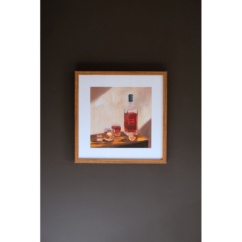  Décoration murale encadrée en bois, peinture murale, whisky, finition naturelle de bureau