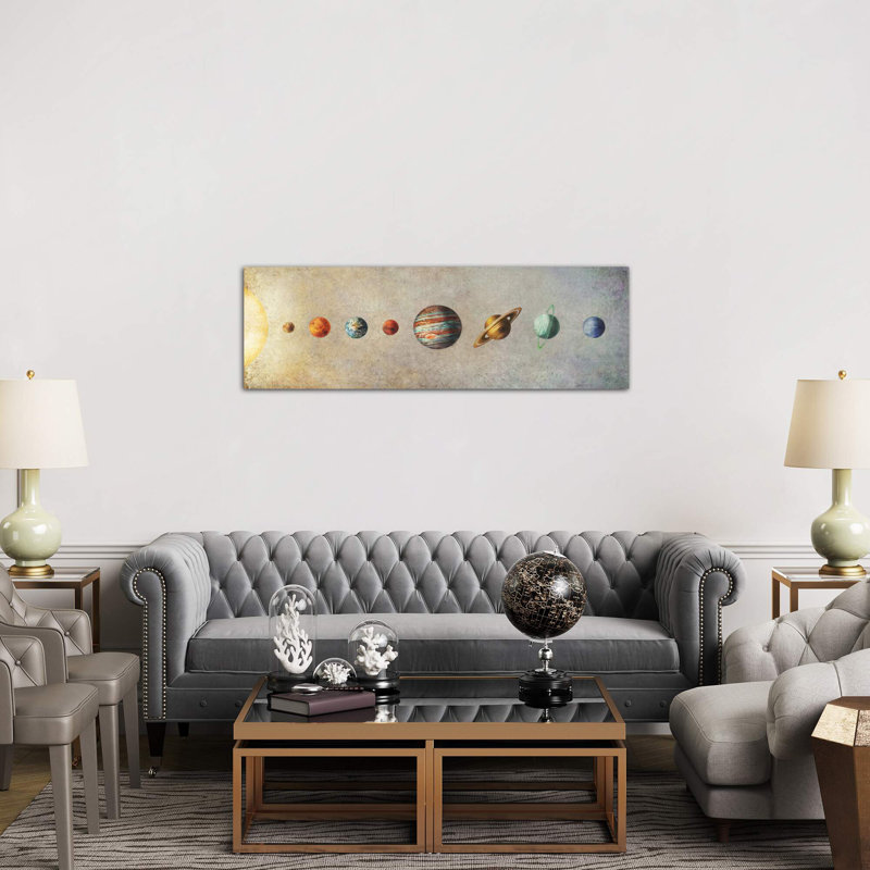 The Solar System by Terry Fan - Wrapped Canvas Panoramic Print, 30.48 cm H x 91.44 cm W x 1.91 cm D