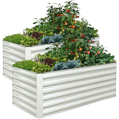 Ensemble de lit de jardin surélevé galvanisé 2Pack Denishia