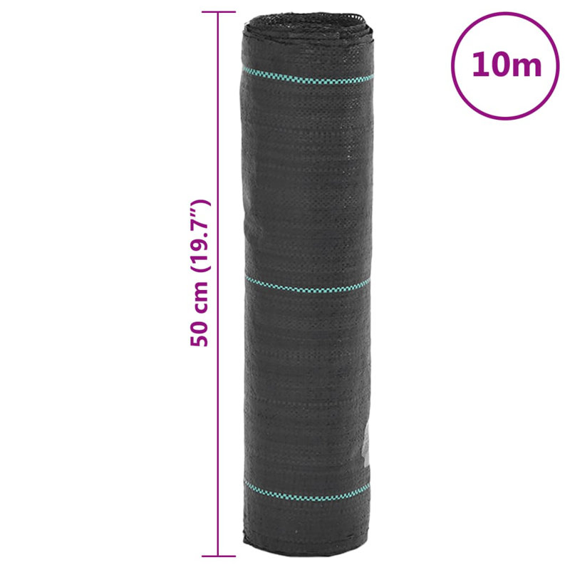 Vidaxl Weed Membrane Black 0.5X25 M PP, Black, 1000cm W x 50cm D
