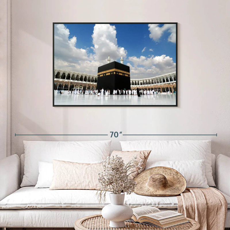 Grande mosquée de la Mecque, Cadre flottant noir, 43 po x 29 po