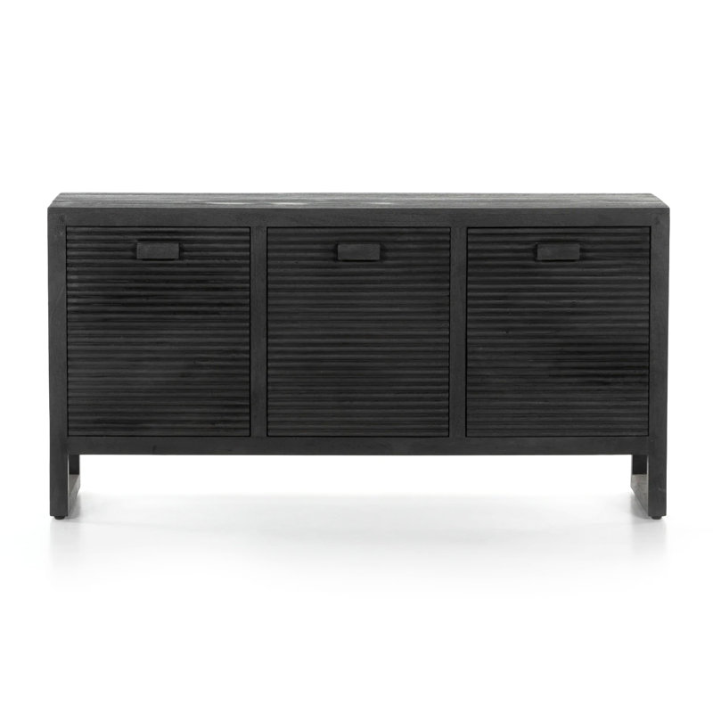 Solid Wood Sideboard Cabinet TV Console Black Pine Wood