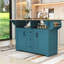 Îlot de cuisine roulant extensible avec 2 abattants, prises de courant intégrées et armoire de rangement-1186927142