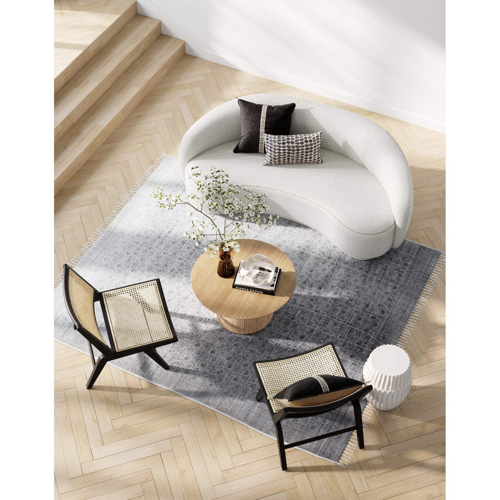 Waneka End Table, White Ombre