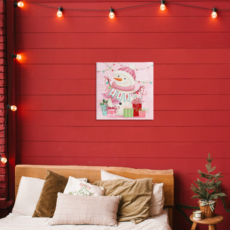 «Pink Snowman Joy», toile par Nicole Tamarin, H 17 po x l 17 po