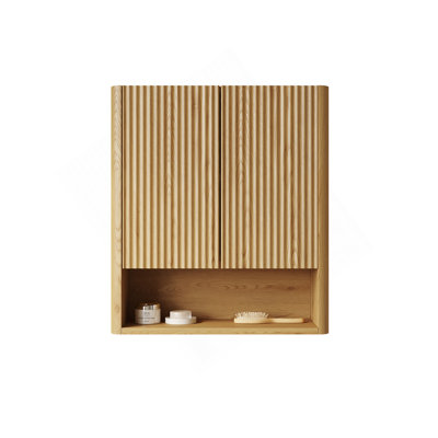 Armoire de salle de bain murale rayée de 26 po avec portes, tablette et compartiment de rangement ouvert au-dessus de la toilette pour la salle de bain, la cuisine et la salle de lavage