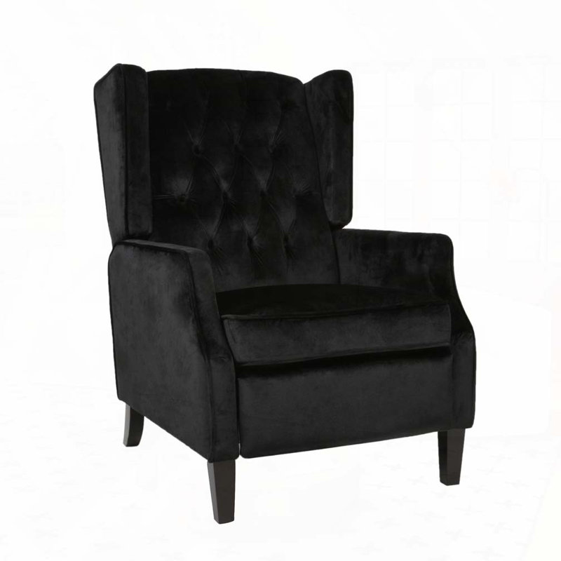 Fauteuil inclinable manuel à oreilles de 26,75 po Morphis, Velours noir