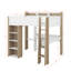 Lit mezzanine en bois pleine grandeur avec tablettes, portemanteaux et bureau-247294391