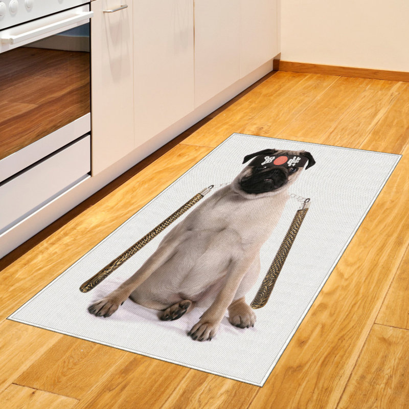 Pug High Density Long Fiber Poly Threads Decorative Area Rug Carpet, Rectangle 2'7" x 5'