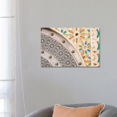 Africa, Morocco, Casablanca. Close-up of Designs on Mosque Exterior. 1 Piece Wrapped Canvas Wall Art