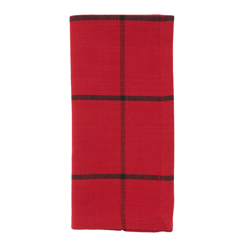 Hester Collection Cotton Plaid Square Napkin, Red