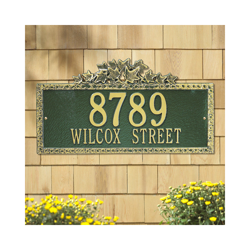 Plaque d'adresse murale sur 2 lignes Ivy, Cuivre antique, Oui