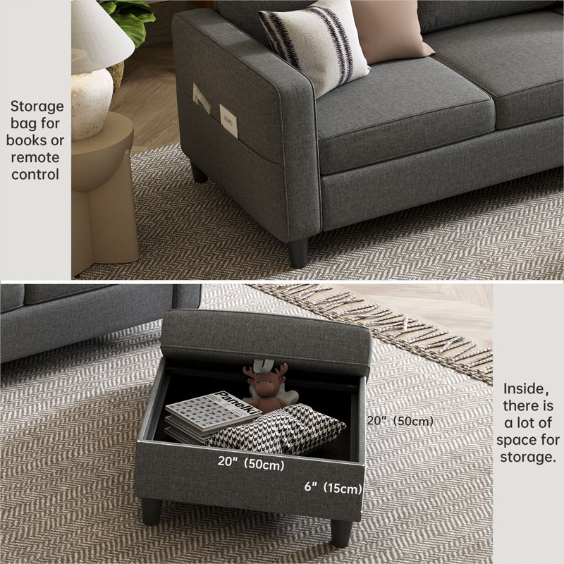 Canapé modulaire en forme de L 79 po, Gris