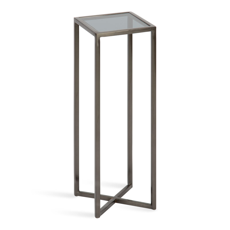 Marisol End Table, Black Glass Top/Pewter Base