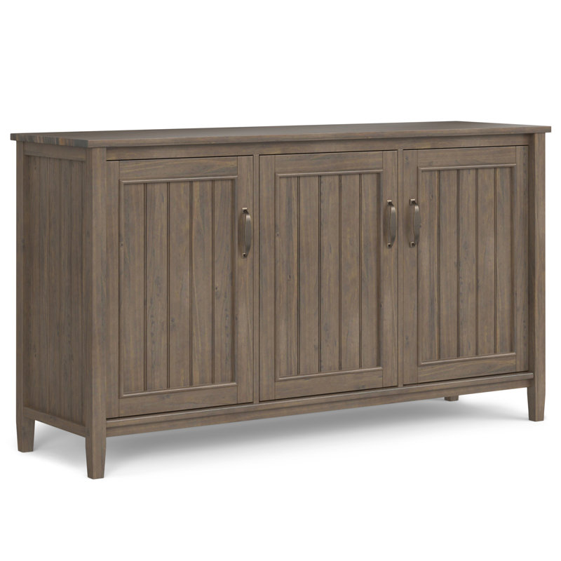 Lev 60"W Solid Wood Transitional Wide Storage Cabinet with Grooved Detailing