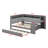 Modern Daybed System Combining Workspace, Open Shelving, and Hidden Trundle, Equipped with Smart Charging Ports and Customizable LED Lights-1214415387